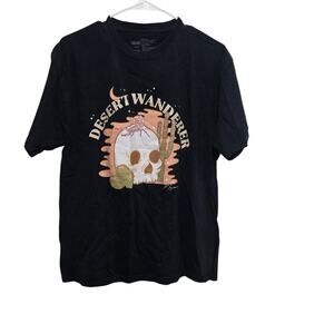 Mojave Desert Wanderer Skull Graphic Tee Black Large Western
